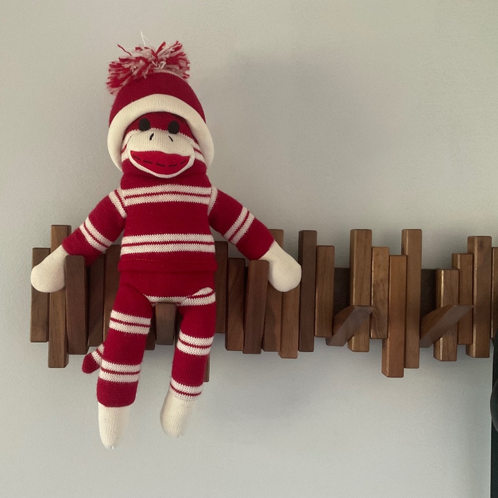Sock monkey,red and white